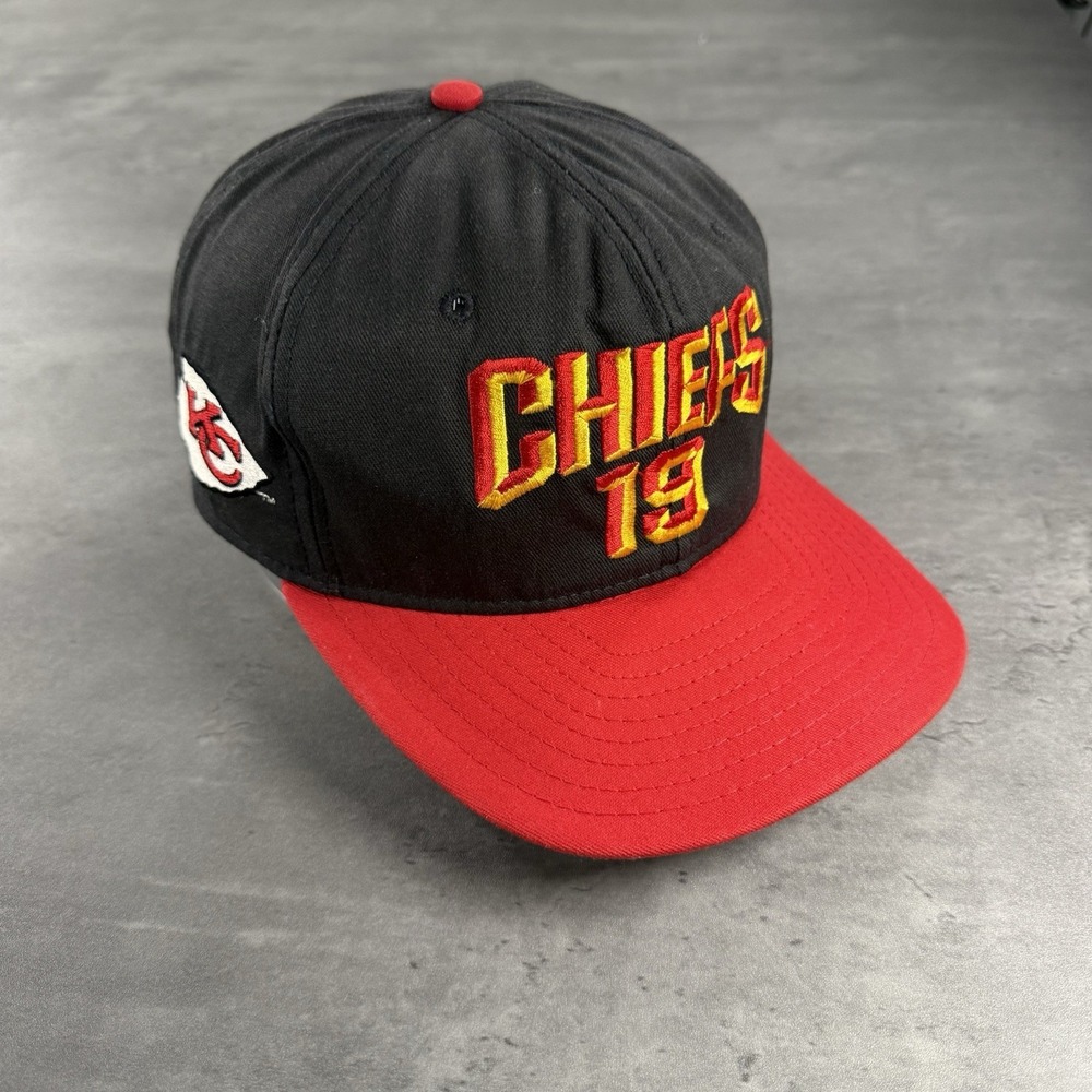 Vintage Kansas City Chiefs Snapback Hat Joe Montana Jersey Cap Black Red Yellow